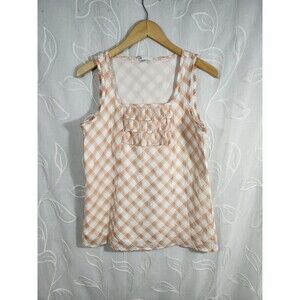 Gap Womens tank top Medium Orange Gingham Beachy Lightweight